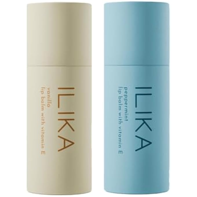 ILIKA LIP BALM, 2X VOLUME, ORGANIC, PLASTIC-FREE, VEGAN & CRUELTY-FREE, COSMOS CERTIFIED ORGANIC, PETA CERTIFIED, PLANT-BASED, BIODEGRADABLE TUBE, 2 PACK, VANILLA & PEPPERMINT - Image 1